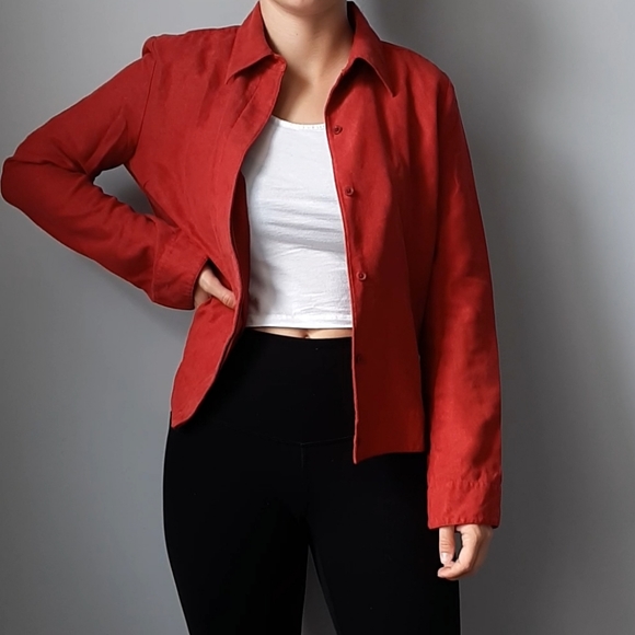 Red Suede Button-up Shirt - Picture 5 of 11